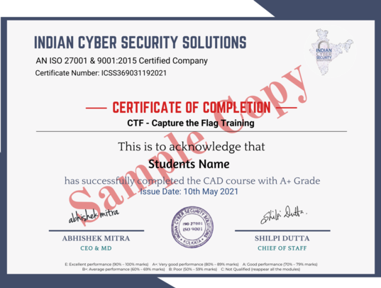 Capture the Flag Certificate in India - Indian Cyber Security Solutions