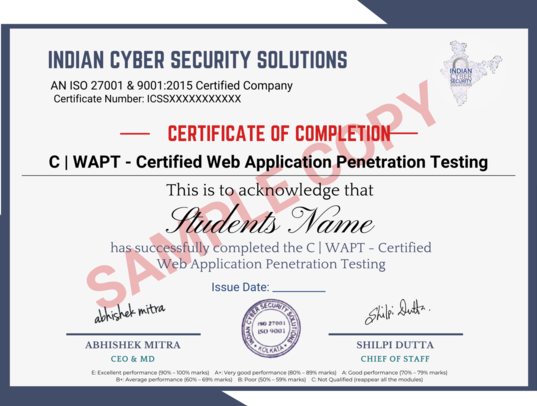 Certificate of Certified Ethical hacking Professional - ICSS